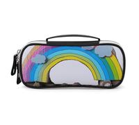 Rrtsmsgh Piccolo astuccio arcobaleno di grande capacità, piccola borsa per il trucco in pelle PU con cerniera e manico, astuccio portatile per ufficio e cosmetici