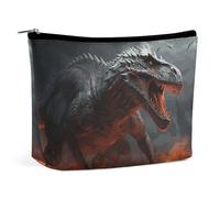 Rrtsmsgh Red Magma Flying Dragons Makeup Bag per le donne Portable Travel Toiletry Pouch, PU Leather Cosmetic Bag con cerniera