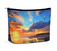 Rrtsmsgh Sacchetto di trucco del tramonto per il sacchetto portatile di toilette di viaggio delle donne, borsa cosmetica del cuoio dell'unità di elaborazione con la