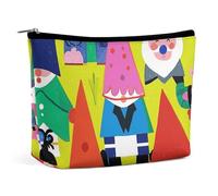 Rrtsmsgh Sacchetto di trucco variopinto degli gnomi per le donne Sacchetto portatile di toilette di viaggio, borsa cosmetica del cuoio dell'unità di elaborazione con la chiusura