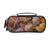 Rrtsmsgh Sea Shell Treasures, astuccio per matite grande capacità, piccola borsa per il trucco in pelle PU con cerniera e manico, astuccio portatile per ufficio e cosmetici