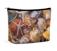 Rrtsmsgh Sea Shell Treasures - Borsa da toilette da viaggio da donna, borsa cosmetica in pelle PU con cerniera