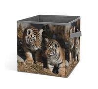 Rrtsmsgh Siberian Tiger - Scatola portaoggetti pieghevole con manici, in tessuto Oxford, portatile, multiuso, per casa, armadio, ufficio