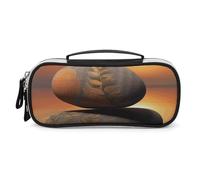 Rrtsmsgh Sunrise Landscape Zen Stone Astuccio grande capacità, piccola borsa per il trucco in pelle PU con cerniera e manico, astuccio portatile per ufficio e cosmetici