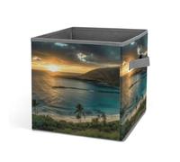 Rrtsmsgh Sunrise Over Oahu Hawaii Scatola portaoggetti pieghevole con manici, organizer pieghevole in tessuto Oxford, contenitore multiuso portatile per casa, armadio, ufficio