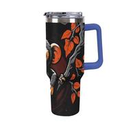 Rrtsmsgh Tazza per auto in acciaio inox 304, da 1184 ml, scimmia su ramo rosso, con cannuccia e coperchio a tenuta stagna, grande capacità, bicchiere da viaggio isolato sottovuoto, per portabicchieri