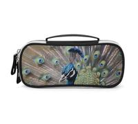 Rrtsmsgh The Peacock Pencil Case Grande Capacità, Piccola Borsa per Trucchi in Pelle PU con Cerniera e Maniglia, Astuccio Portatile per Ufficio, Cosmetici