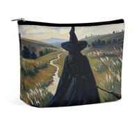 Rrtsmsgh The Witch of Darkness Makeup Bag per le donne Portable Travel Toiletry Pouch, PU Leather Cosmetic Bag con cerniera