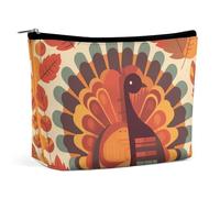 Rrtsmsgh Turchia di fronte alle foglie borsa di trucco per le donne portatile viaggio Toiletry Pouch, PU Leather Cosmetic Bag con cerniera