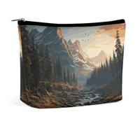 Rrtsmsgh Wilderness Makeup Bag per le donne Portable Travel Toiletry Bag, PU Leather Cosmetic Bag con cerniera