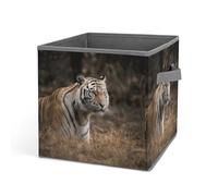 Rrtsmsgh Wildlife Tiger, scatola portaoggetti pieghevole con manici, organizer pieghevole in tessuto Oxford, contenitore multiuso portatile per casa, armadio, ufficio