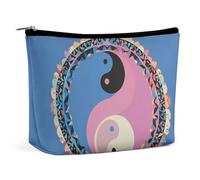 Rrtsmsgh Yin Yang Pattern Makeup Bag per le donne Portatile Viaggio Toiletry Pouch, PU Leather Cosmetic Bag con cerniera