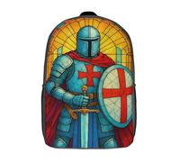 RRTYVFD 3D Stampato Bambini Scuola Tramonto Vigneto Zaino per Bambini Alta Capacità Viaggio Moda Zaini Bambini Sacchetto di Scuola Casual Zaino, Cavaliere in vetro colorato con spada e scudo, 43 cm