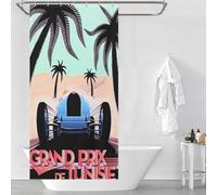 RRTYVFD Grand Prix della Tunisia, 26 maggio 1933, tenda da doccia, resistente alla muffa, 100% poliestere, lavabile, tenda decorativa da bagno e a celle bagnate, 90 x 180 cm (35,43 x 70,87")