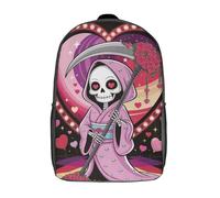 RRTYVFD Grim Reaper of Broken Hearts Zaino da scuola con stampa 3D Zaini alla moda per bambini Zaino per ragazzi Zaini per ragazzi Studenti delle scuole medie, Tristo Mietitore innamorato, 43 cm