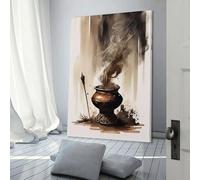 RRTYVFD Opera d'arte con inchiostro retrò e incenso Zen per pareti di casa, decorazione da parete pronta da appendere per bagno e toilette, grande tela artistica da parete per soggiorno, 40x60 cm