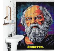 RRTYVFD Philosopher Sorates - Tenda da bagno in poliestere con scritta "Ancient Wisdom for Modern Life", antimuffa, resistente, spessa, durevole, per rimorchi, 143 x 180 cm
