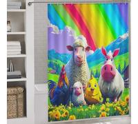 RRTYVFD Rainbow Farm Friends, 2 tende da doccia antimuffa con ganci, in tessuto impermeabile, per bambini, donne, uomini, 163 x 180 cm