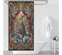 RRTYVFD Salita divina - Un viaggio spirituale: tenda da doccia resistente alla muffa, ad asciugatura rapida, con ganci per roulotte (90 x 180 cm).