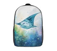 RRTYVFD Simpatico e soffice zaino per bambini con stampa cervo, ideale per scuola, tempo libero e viaggi, adatto anche per adulti e bambini., Manta Ray, 17"