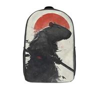 RRTYVFD Simpatico e soffice zaino per bambini con stampa cervo, ideale per scuola, tempo libero e viaggi, adatto anche per adulti e bambini., Capybara Samurai Japan, 17"