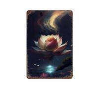 RRTYVFD TARGA DA PARETE IN METALLO RETRO Oasi di fiori di loto danzanti, REGALO NOVITÀ, per casa, bar, cucina, capannone, 11,8" x7,9