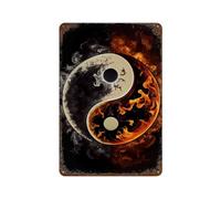 RRTYVFD Targa in metallo vintage con scritta Shadow Flame Yin And Yang, decorazione da parete in metallo retrò per casa, ufficio e cucina, 11,8" x7,9