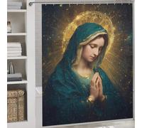 RRTYVFD Tenda da doccia "Divina tranquillità in preghiera", antimuffa, con gancio, materiale impermeabile, poliestere moderno, impermeabile, 177 x 180 cm