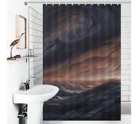 RRTYVFD Tenda da doccia "mare e nuvole nere", in tessuto impermeabile, lavabile e antimuffa, per bagno o roulotte, 119 x 180 cm (46,85 x 70,87 pollici).