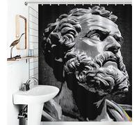 RRTYVFD Tenda da doccia "Saggezza senza tempo, Ispirazione di un filosofo antico", antimuffa, 100% poliestere, per il bagno, 143 x 180 cm (56,30 x 70,87 pollici).