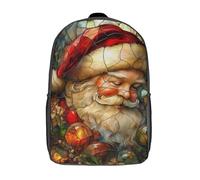 RRTYVFD Zaini con stampa 3D White Dragon Starry Night per bambini, borse da viaggio, borse scolastiche per studenti delle scuole elementari, Stained Glass Santa, 17"