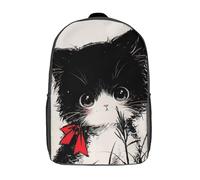 RRTYVFD Zaino 3D Diavolo Re Leone per bambini, zaino impermeabile per la scuola, zaino carino, zaino alla moda, per il tempo libero, per bambini, ragazze e ragazzi, Grazioso gatto Neko nero e bianco