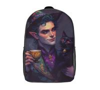 RRTYVFD Zaino per la scuola con stampa 3D incantevole rosa ritratto di fata zaino per bambini zaino per libri carino zaini impermeabili alla moda casual borsa da scuola per bambini, Mago elfo con