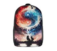 RRTYVFD Zaino per la scuola con stampa 3D incantevole rosa ritratto di fata zaino per bambini zaino per libri carino zaini impermeabili alla moda casual borsa da scuola per bambini, Sognare Yin e Yang