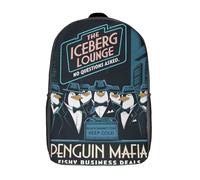 RRTYVFD Zaino per ragazze con cavalluccio marino Art Deco stampato 3D zaino per la scuola casual zaino leggero per studenti delle scuole medie, Offerte di affari Penguin Mafia Fishy, 43 cm