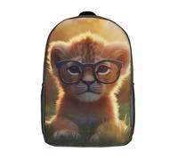 RRTYVFD Zaino Piramide Tramonto stampato 3D borsa scuola casual e alla moda per ragazzi, studenti universitari e scolari, Cute Leone Leggi gli occhiali, 17"