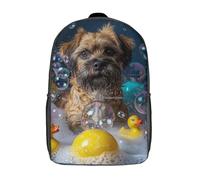 RRTYVFD Zaino scolastico con stampa 3D per bambini, zaino con motivo cane Basenji, zaino alla moda e casual per bambini, zaino da viaggio carino, Border Terrier Dog, 17"
