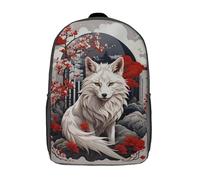 RRTYVFD Zaino scolastico con stampa 3D per bambini, zaino con motivo cane Basenji, zaino alla moda e casual per bambini, zaino da viaggio carino, Cherry Blossom Wolf-1, 17"