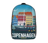 RRTYVFD Zaino scolastico Glitch Wave per bambini con stampa 3D, ideale per i viaggi e le letture dei ragazzi nelle primarie., Copenaghen, 17"