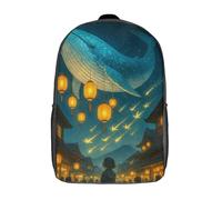 RRTYVFD Zaino scolastico per bambini con stampa 3D Nuke The Whales Zaini da viaggio Zaini da viaggio Borse per libri di moda Zaino di grande capacità, Balena nel cielo sopra la città giapponese, 43 cm