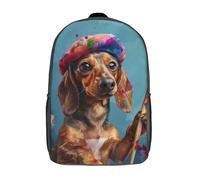 RRTYVFD Zaino scolastico per bambini stampato in 3D Angelo contro Demone, zaino alla moda e casual per la scuola, grande capacità, ideale per viaggi e libri., Artistic Dachshund, 17"