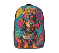 RRTYVFD Zaino scolastico per bambini stampato in 3D Angelo contro Demone, zaino alla moda e casual per la scuola, grande capacità, ideale per viaggi e libri., Royal Dachshund, 17"