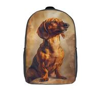 RRTYVFD Zaino scolastico per bambini stampato in 3D Angelo contro Demone, zaino alla moda e casual per la scuola, grande capacità, ideale per viaggi e libri., Classic Dachshund Posing, 17"