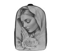 RRTYVFD Zaino scolastico per bambini stampato in 3D Angelo contro Demone, zaino alla moda e casual per la scuola, grande capacità, ideale per viaggi e libri., Madre Mary, 17"