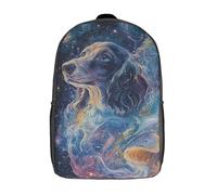 RRTYVFD Zaino scolastico per bambini stampato in 3D Angelo contro Demone, zaino alla moda e casual per la scuola, grande capacità, ideale per viaggi e libri., Cosmic Dreaming Dachshund Doxie, 17"