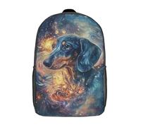 RRTYVFD Zaino scolastico per bambini stampato in 3D Angelo contro Demone, zaino alla moda e casual per la scuola, grande capacità, ideale per viaggi e libri., Cosmic Dachshund Space Sausage Dog, 17"