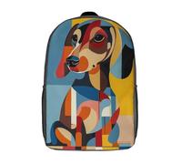 RRTYVFD Zaino scolastico per bambini stampato in 3D Angelo contro Demone, zaino alla moda e casual per la scuola, grande capacità, ideale per viaggi e libri., Geometric Dachshund Art, 17"
