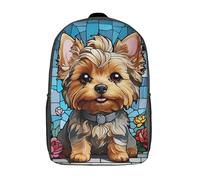 RRTYVFD Zaino scolastico per bambini stampato in 3D Angelo contro Demone, zaino alla moda e casual per la scuola, grande capacità, ideale per viaggi e libri., Yorkshire Terrier, 17"