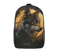 RRTYVFD Zaino scolastico per bambini stampato in 3D con pinguino antartide zaino da viaggio zaino da viaggio borse per libri di moda zaino di grande capacità, Lupo alfa sotto la luna piena, 43 cm