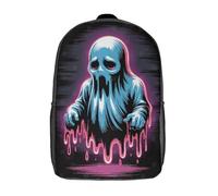 RRTYVFD Zaino scolastico Samurai e Luna Rossa stampato 3D per bambini ideale per studenti universitari., Sad Blue Ghost With Pink Drips, 17"